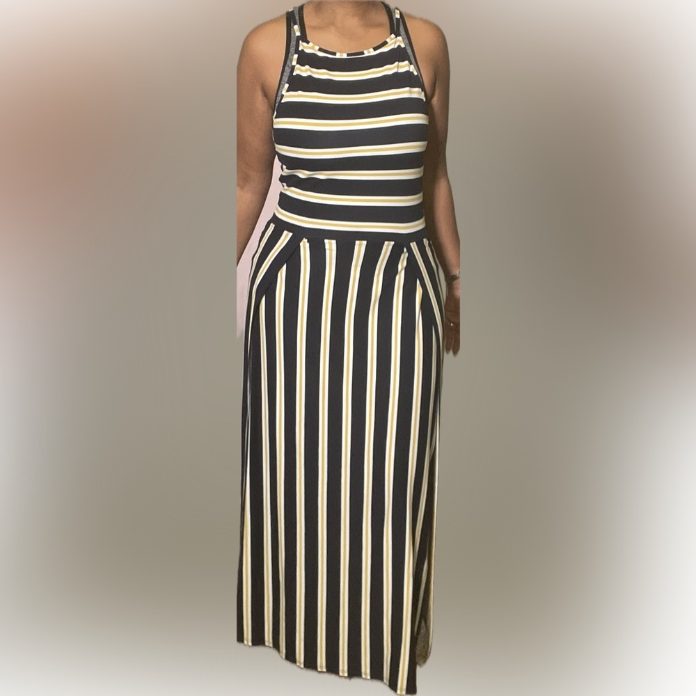Caution to the Wind Maxi Striped Dress Sz Lrg